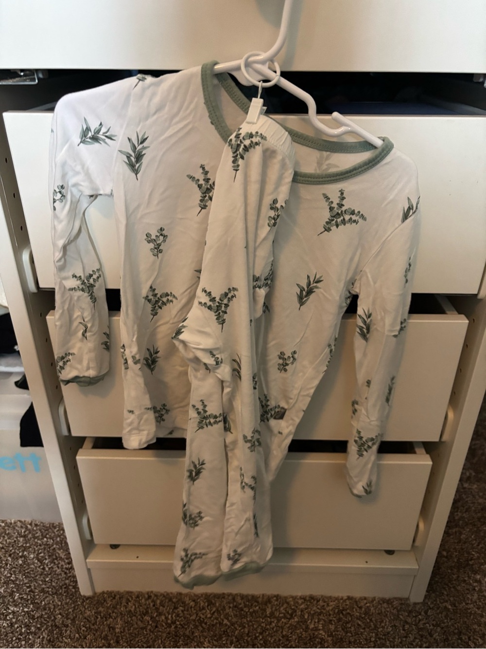 Kyte Eucyluptus  Long Sleeve Pajama Set in Sage Trim 3T
